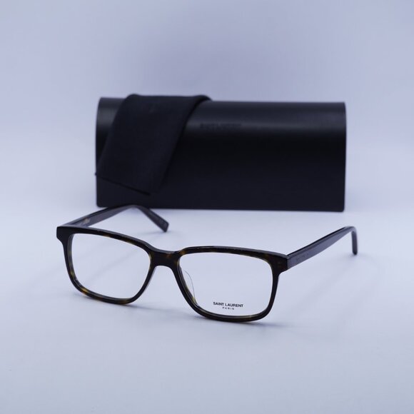 Saint Laurent SL458/F 002 Eyeglasses Dark Havana 55mm Rectangle Frame - Picture 11 of 11